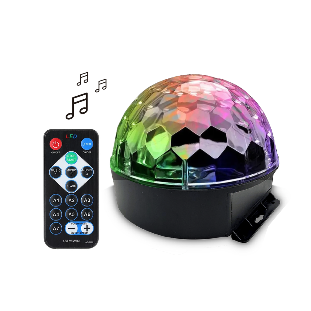 BOLA DISCO A LED 6W AUDIORITMICA C/CONTROL REMOTO RGB - TBCIN