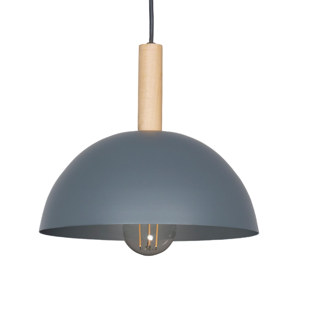 COLGANTE MEDIA ESFERA GEO 24CM DETALLE MADERA E27 GRIS - SAN JUSTO