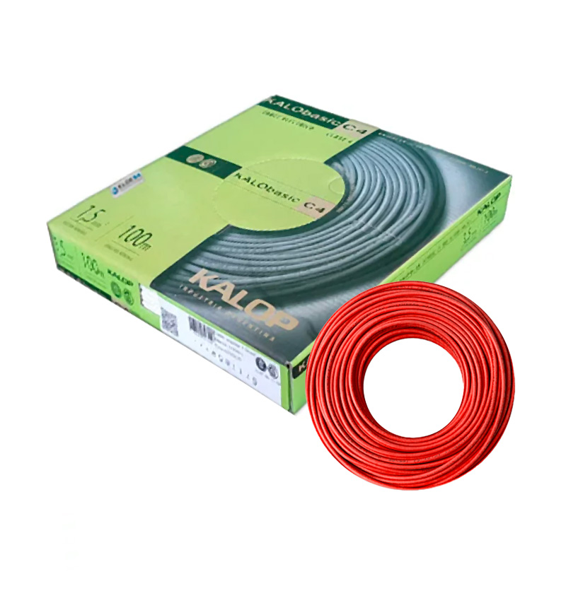 CABLE UNIPOLAR 1.5MM ROJO X100MTS ROJO CAT.4 - KALOP