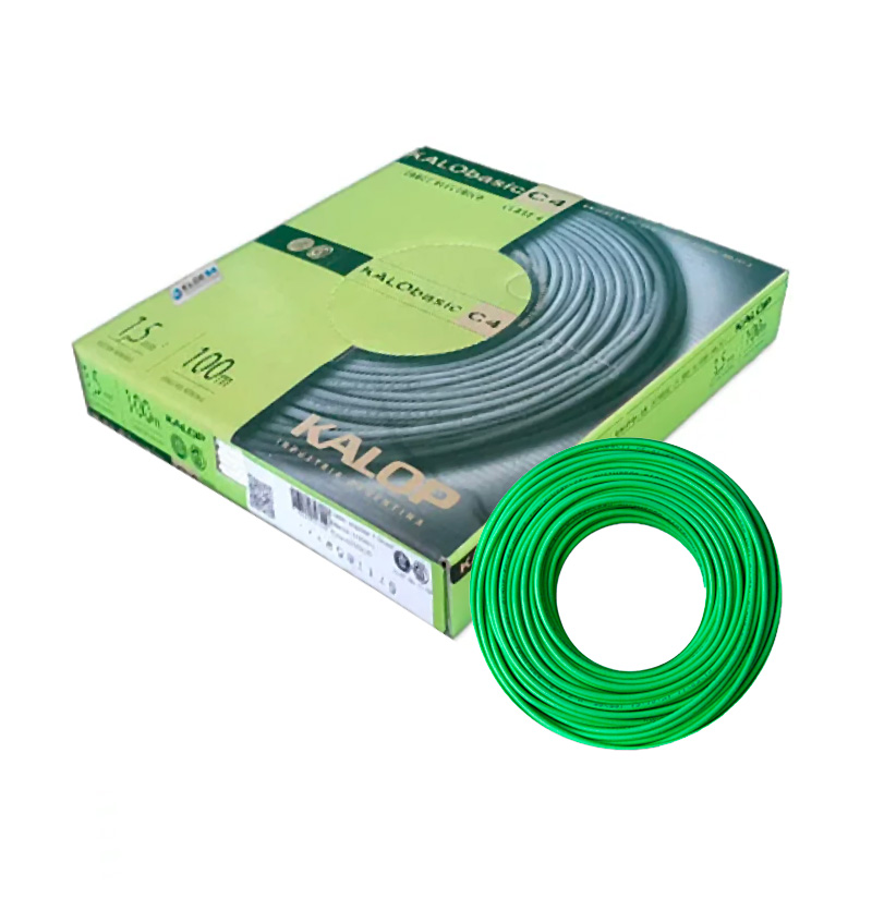 CABLE UNIPOLAR 1.5MM VERDE X100MTS VERDE CAT.4 - KALOP