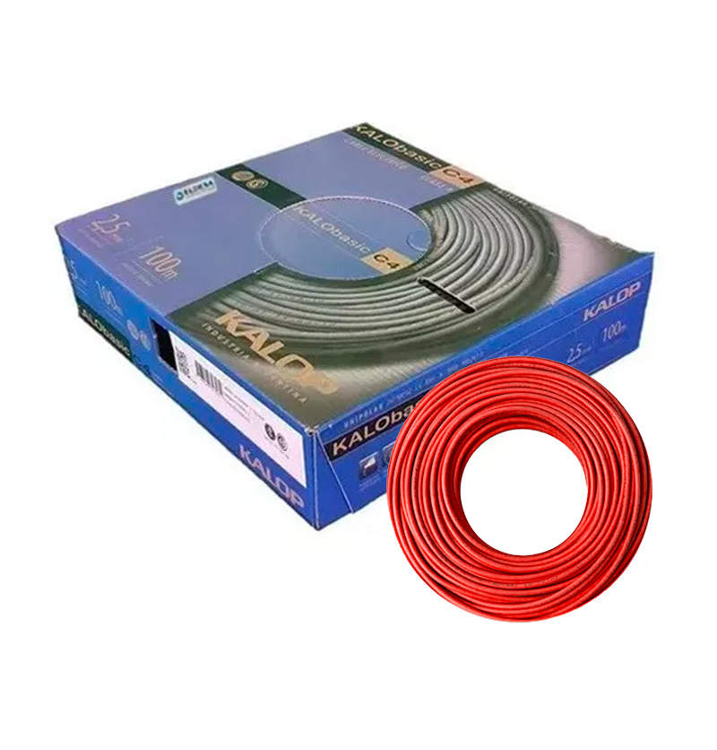 CABLE UNIPOLAR 2.5MM ROJO X100MTS CAT.4 - KALOP