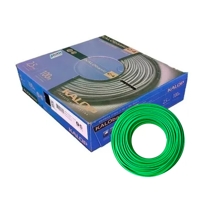 CABLE UNIPOLAR 2.5MM VERDE/AMARILLO X100MTS CAT.4 - KALOP