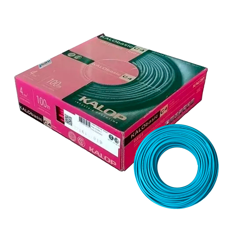 CABLE UNIPOLAR 4.00MM CELESTE X100MTS CAT.4 - KALOP