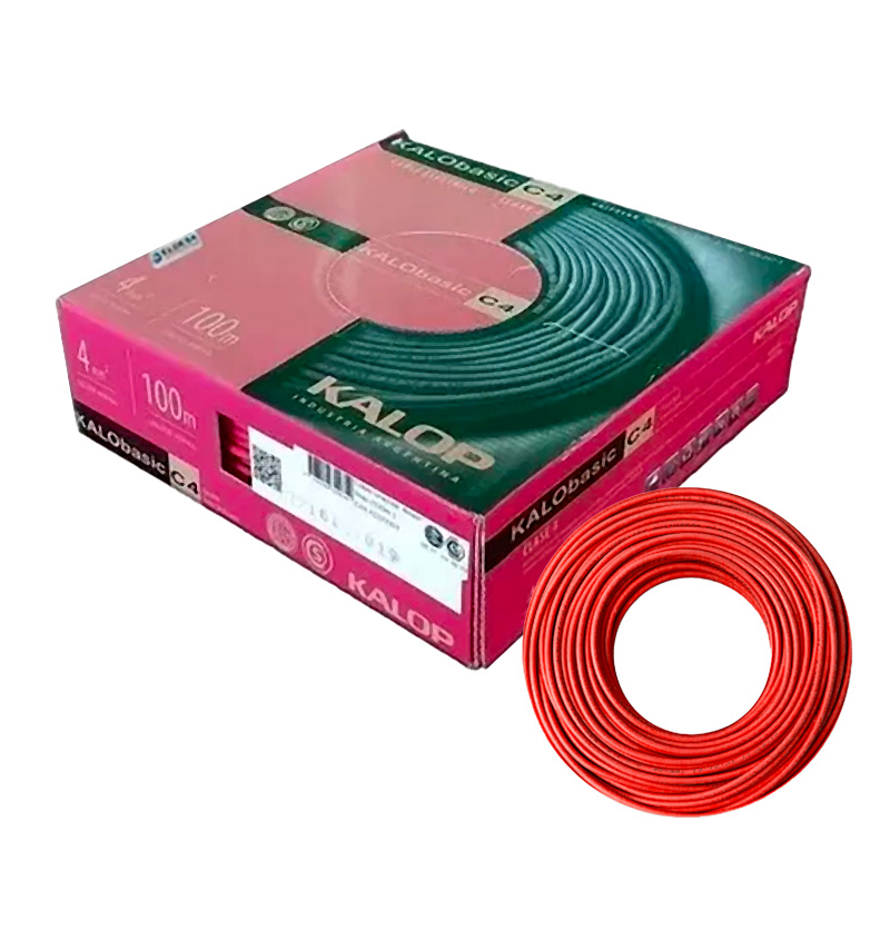 CABLE UNIPOLAR 4.00MM ROJO X100MTS CAT.4 - KALOP