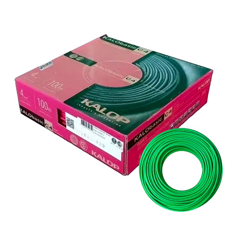 CABLE UNIPOLAR 4.00MM VERDE/AM X100MTS CAT.4 - KALOP