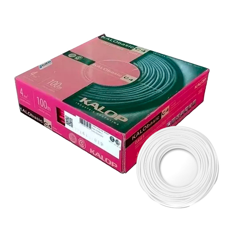 CABLE UNIPOLAR 4.00MM BLANCO X100MTS CAT.4 - KALOP