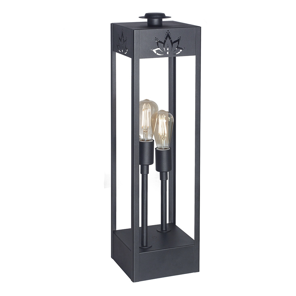 LAMPARA DE PIE FANAL  2 LUCES E27 H69,5CM NEGRO - SAN JUSTO