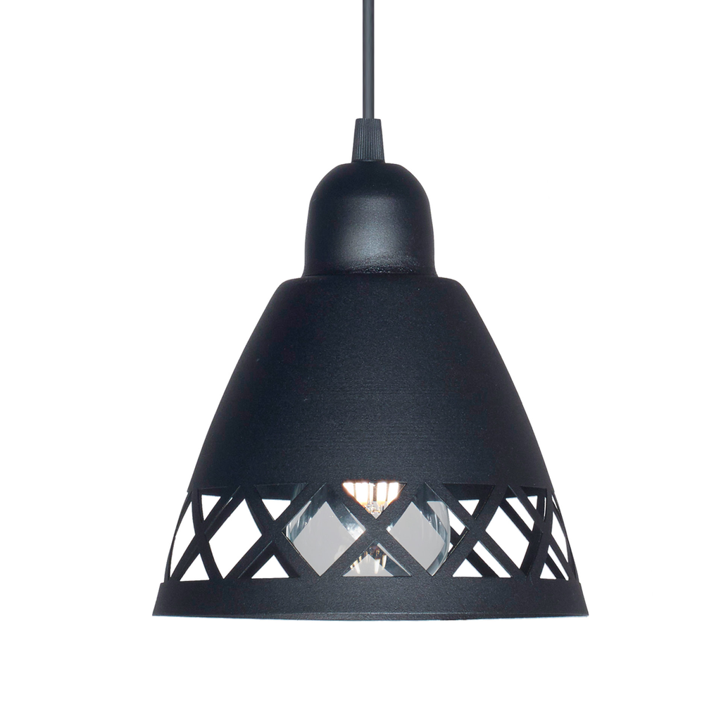 COLGANTE 1 LUZ VITORIA 16CM DIAM ALT 17CM NEGRO - FERROLUX