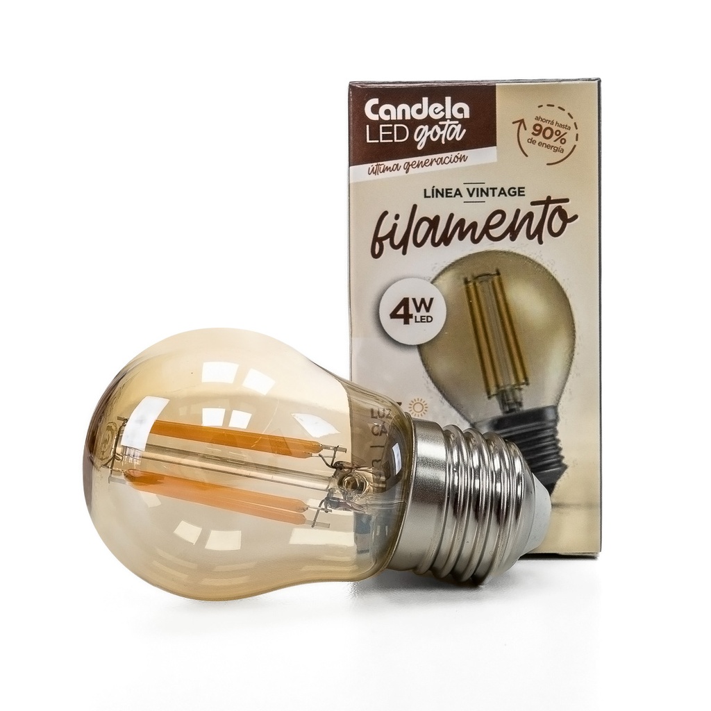 LAMPARA FILAMENTO LED GOTA 4W LUZ CALIDA - CANDELA