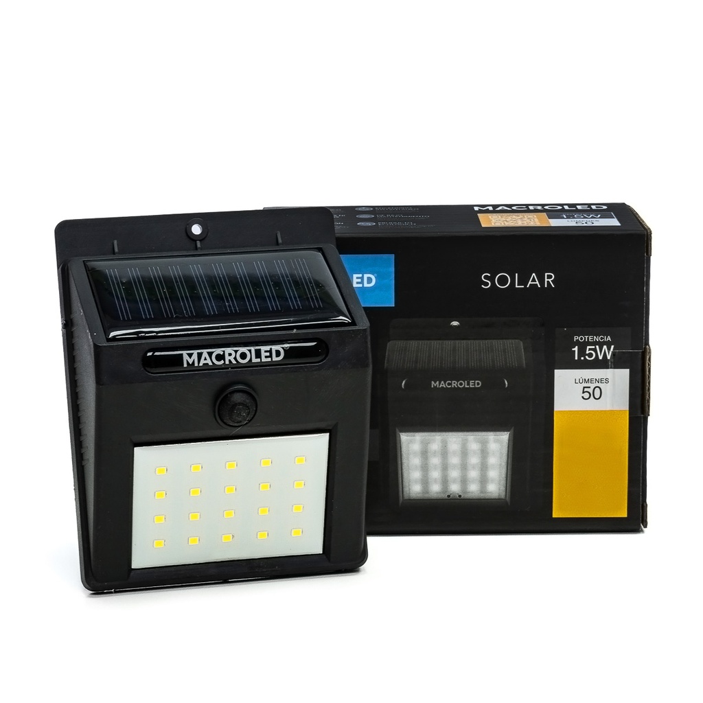 LUMINARIA SOLAR LED DE PARED 1,5W LUZ CALIDA IP54 - MACROLED