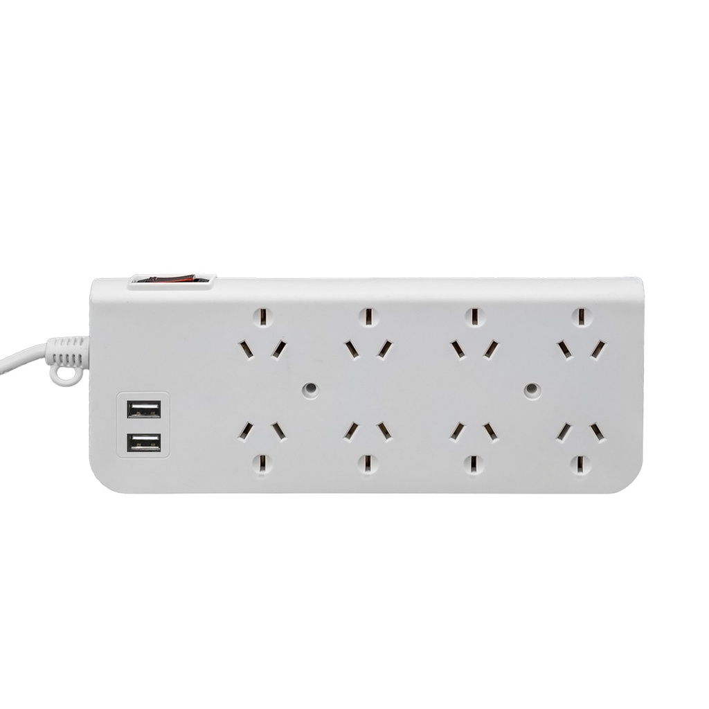 ZAPATILLA PROLONGADOR MULTIPLE 8 TOMAS + 2 USB BLANCO 3 MTS DE CABLE CON PROTECTOR TERMICO - INTECK