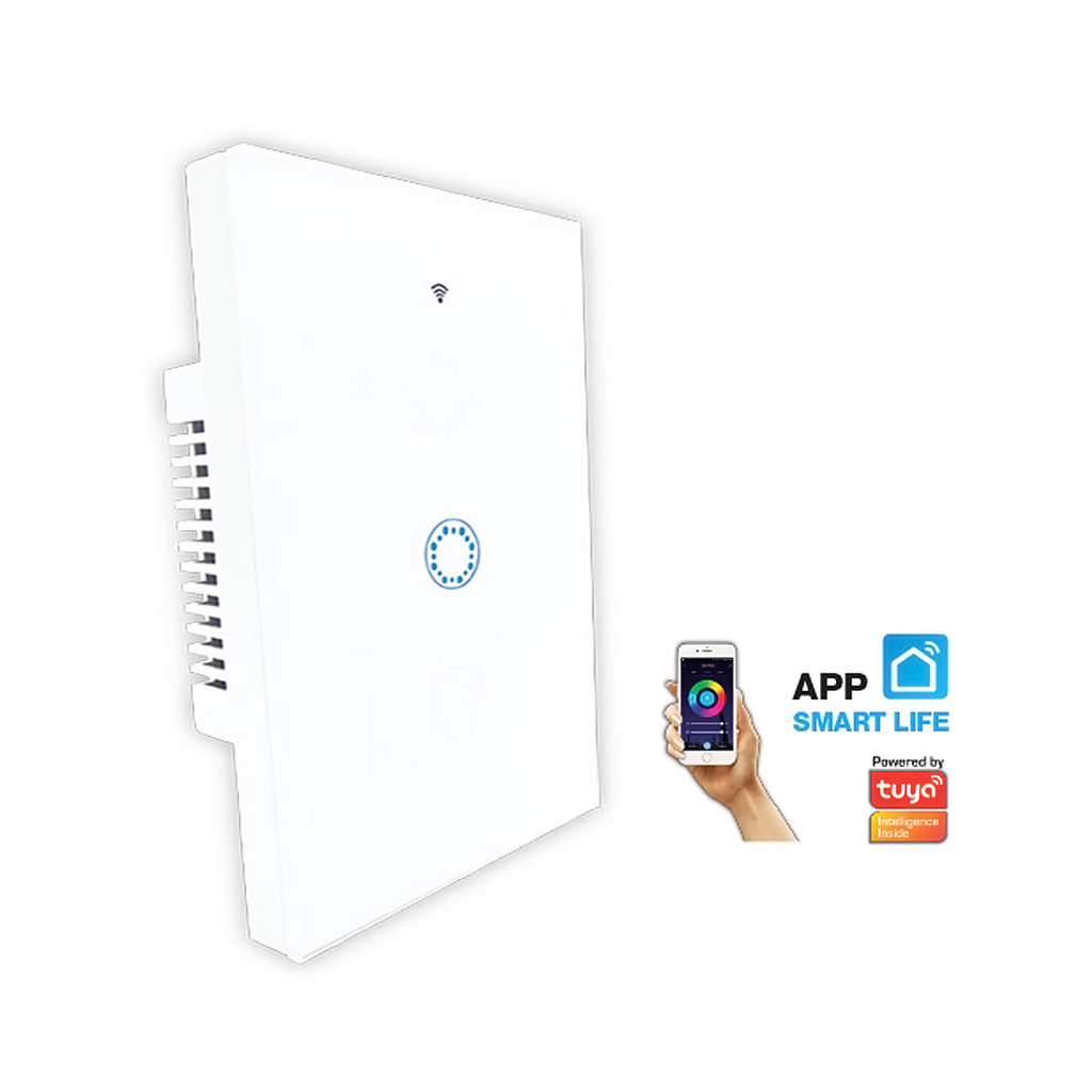 INTERRUPTOR SMART WIFI P/PARED 1 CANAL SIN NEUTRO VIDRIO TEMPLADO BLANCO - TBCIN