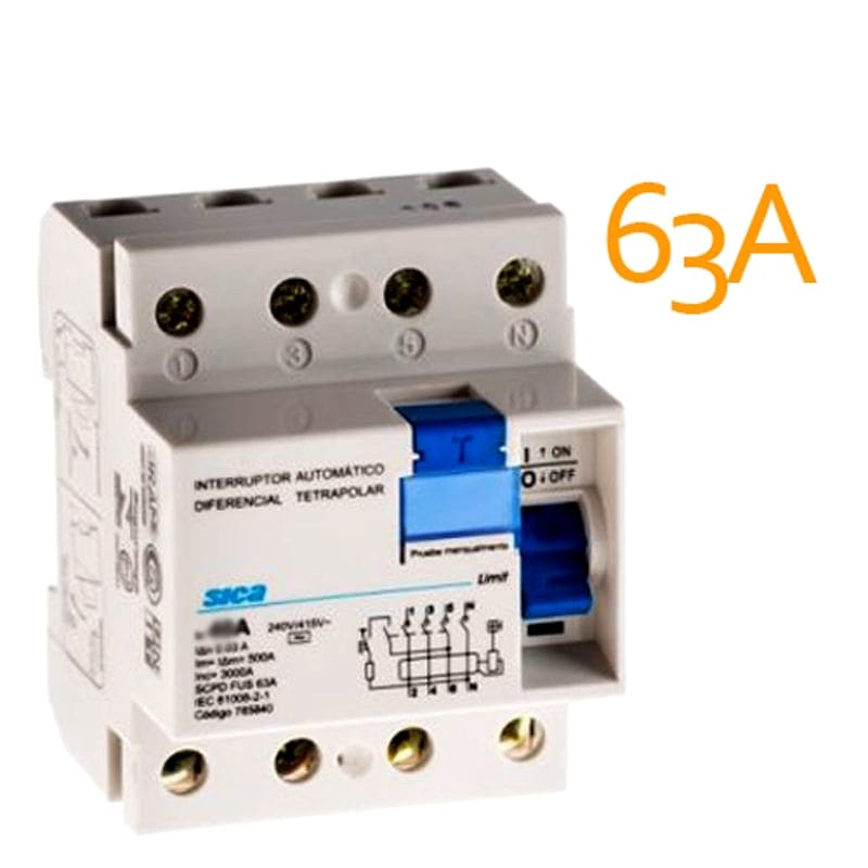 DISYUNTOR DIFERENCIAL 30MA 4 X 63 AMP.  - SICA