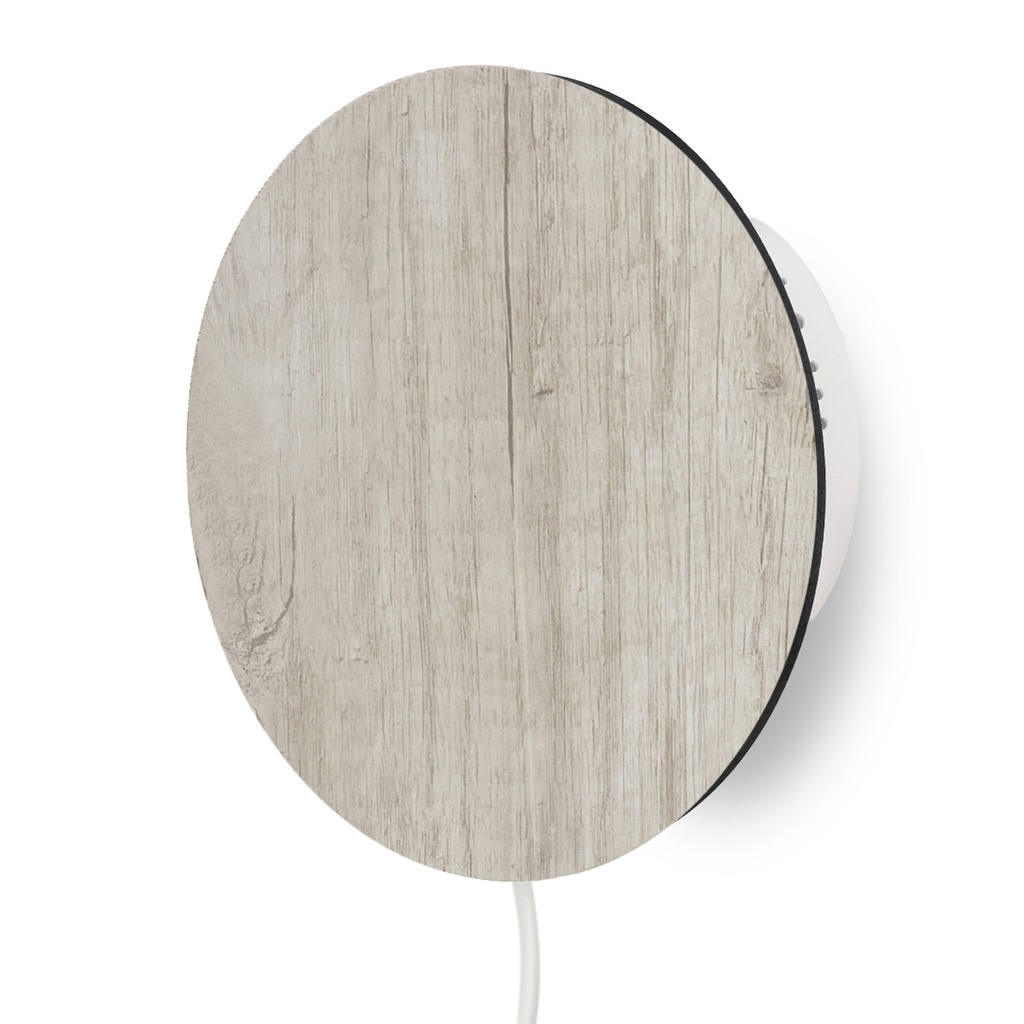 VELADOR APLIQUE DIFUSOR CIRCULAR 6W 160MM CON FICHA Y TECLA MADERA BLANCA - TOKIO