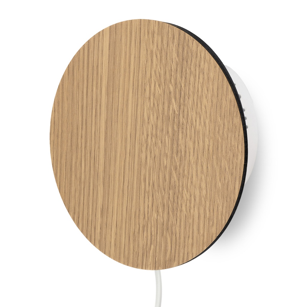 VELADOR APLIQUE DIFUSOR CIRCULAR 6W 160MM CON FICHA Y TECLA MADERA ROBLE AMERICANO - TOKIO