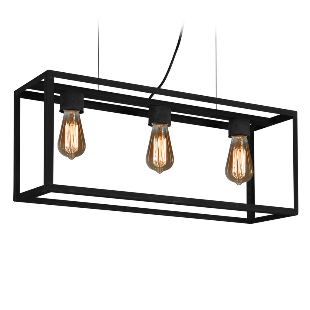 COLGANTE RECTANGULAR HIERRO 3 LUCES 66X20X26CM NEGRO - SAN JUSTO