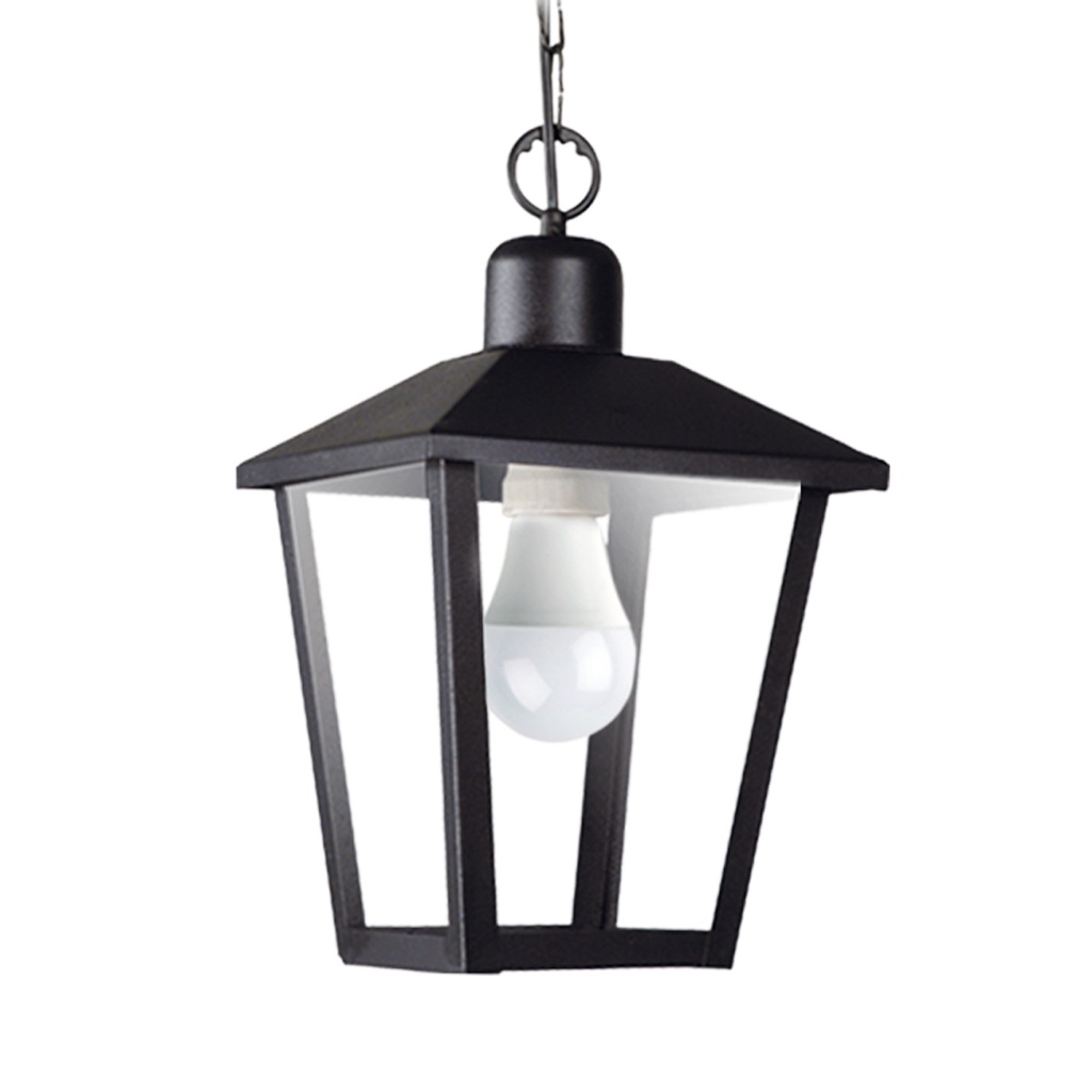 FAROL COLGANTE 1XE27 TRAPEZOIDAL 20X20CM ALTO 35CM NEGRO MICRO - SAN JUSTO