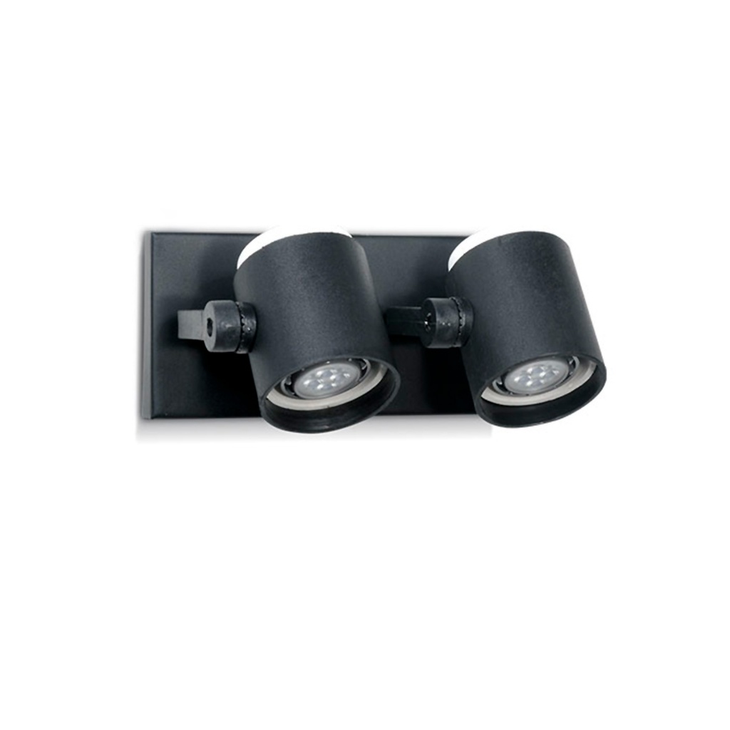 SPOT DE PARED POLIPROPILENO PANTALLA TUBO P/DICROICA 2 LUCES NEGRO - FAROLUZ