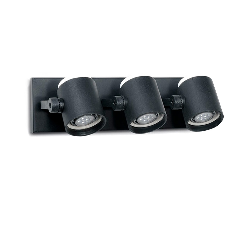 SPOT DE PARED POLIPROPILENO PANTALLA TUBO P/DICROICA 3 LUCES NEGRO - FAROLUZ