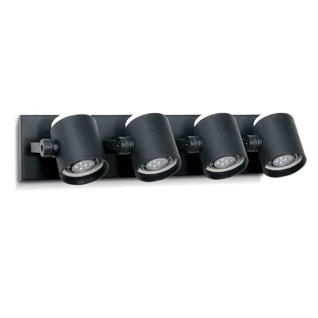 SPOT DE PARED POLIPROPILENO PANTALLA TUBO P/DICROICA 4 LUCES NEGRO - FAROLUZ