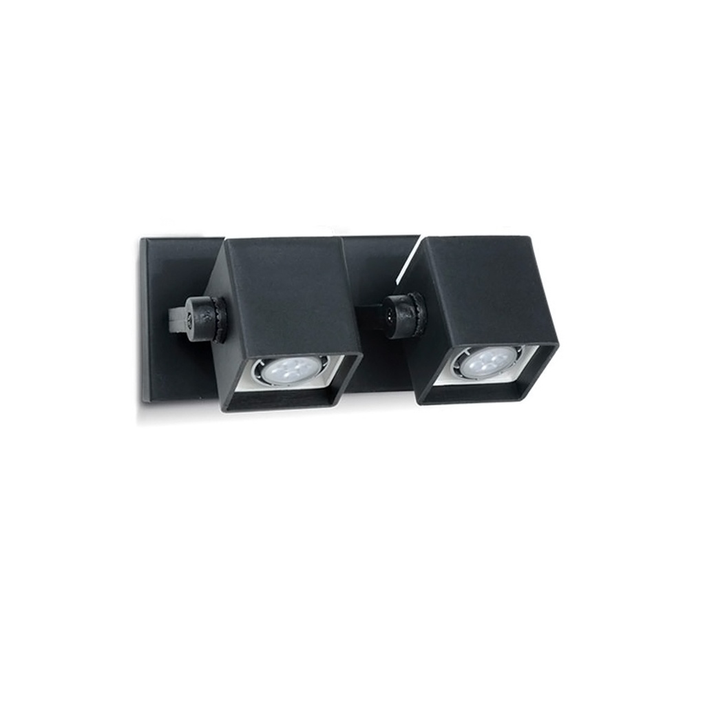 SPOT DE PARED POLIPROPILENO PANTALLA CUADRADA P/DICROICA 2 LUCES NEGRO - FAROLUZ