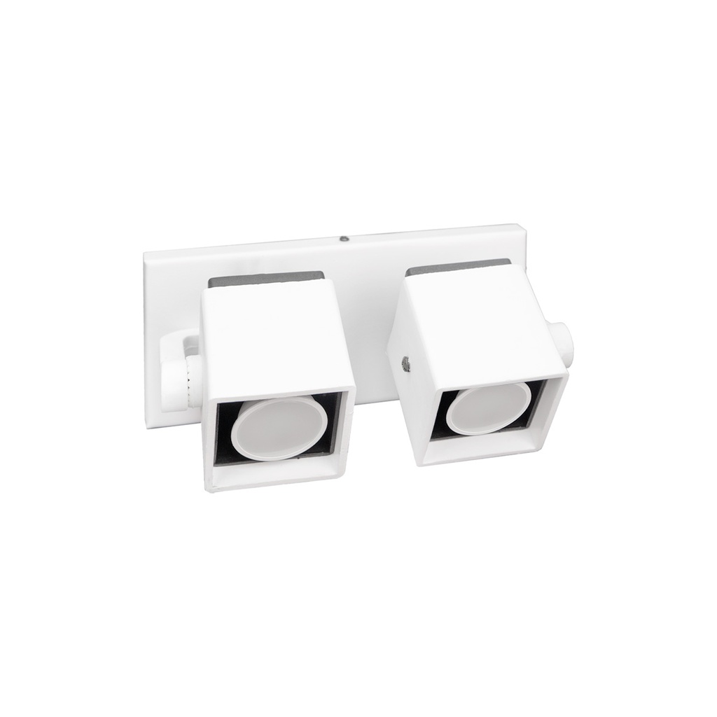 SPOT DE PARED POLIPROPILENO PANTALLA CUADRADA P/DICROICA 2 LUCES BLANCO - FAROLUZ