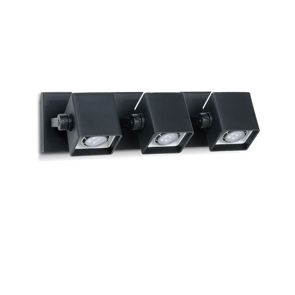 SPOT DE PARED POLIPROPILENO PANTALLA CUADRADA P/DICROICA 3 LUCES NEGRO - FAROLUZ