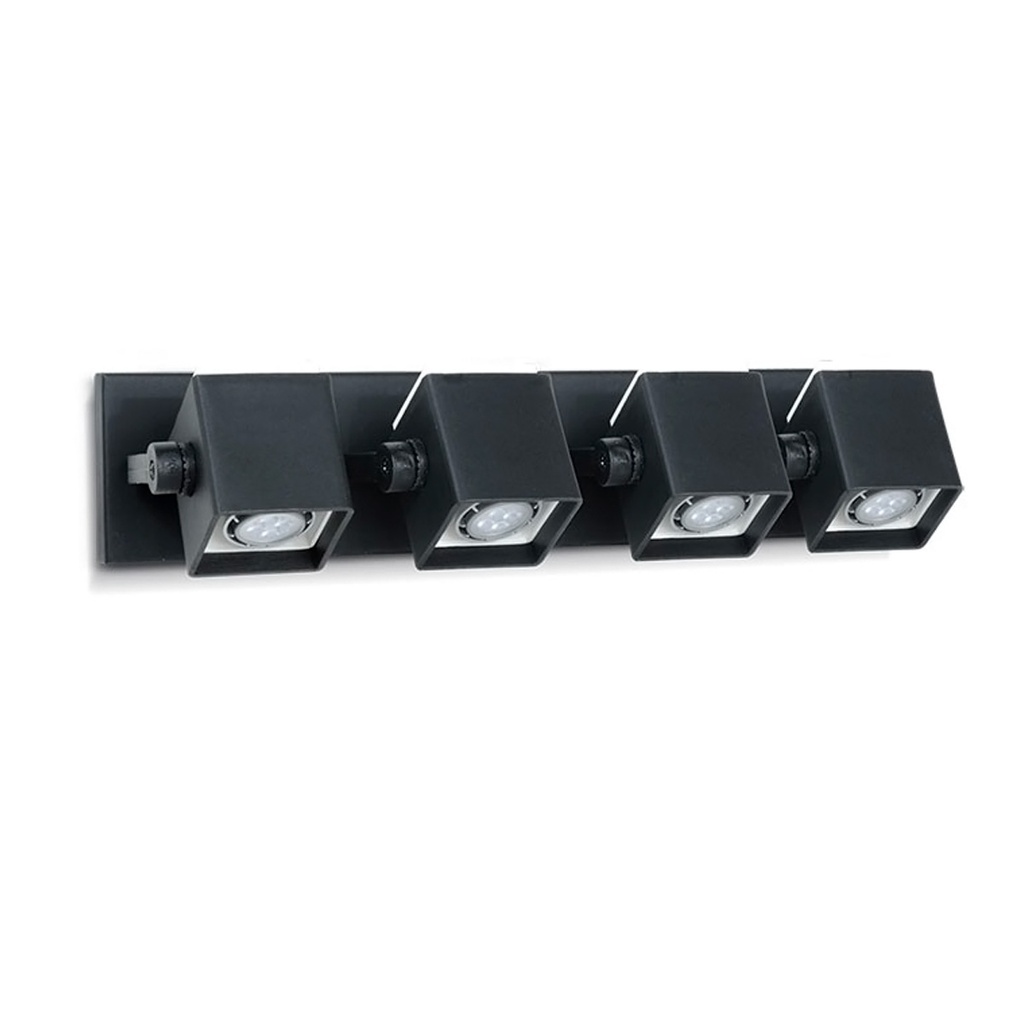 SPOT DE PARED POLIPROPILENO PANTALLA CUADRADA P/DICROICA 4 LUCES NEGRO - FAROLUZ