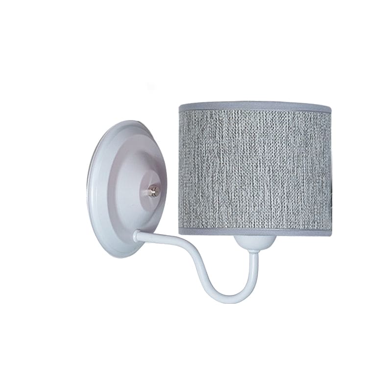 APLIQUE DE PARED BASE BLANCA PANTALLA DE TELA GRIS Ø15CM  - SAN JUSTO