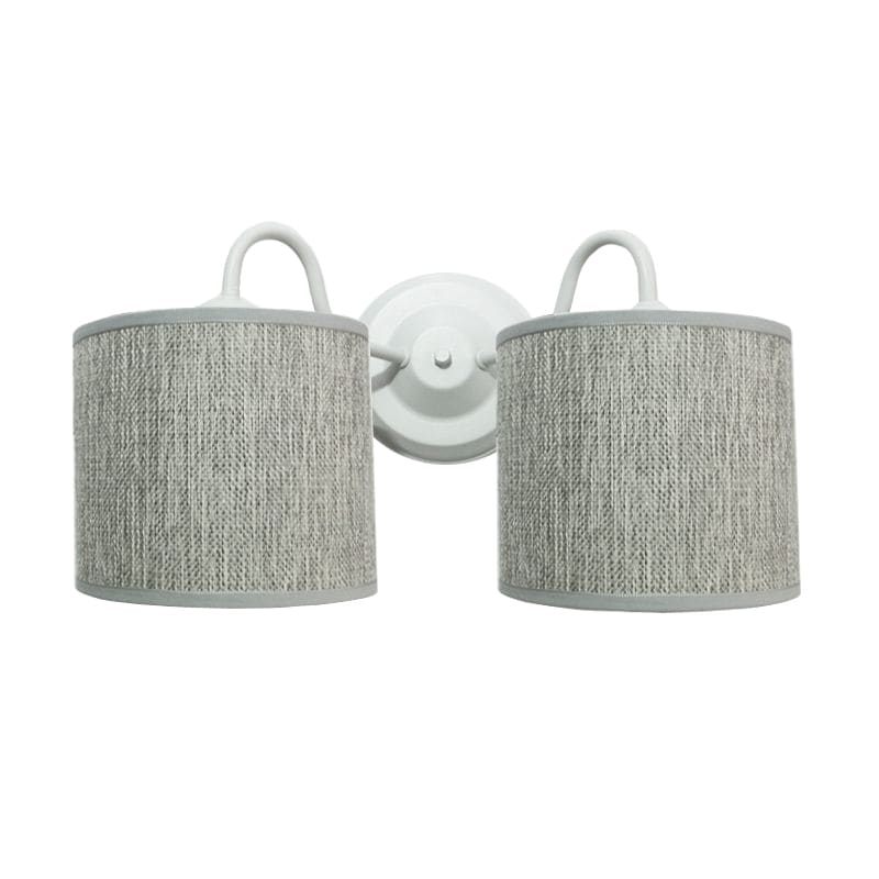 APLIQUE DE PARED 2 LUCES BASE BLANCA PANTALLA DE TELA GRIS Ø15CM  - SAN JUSTO