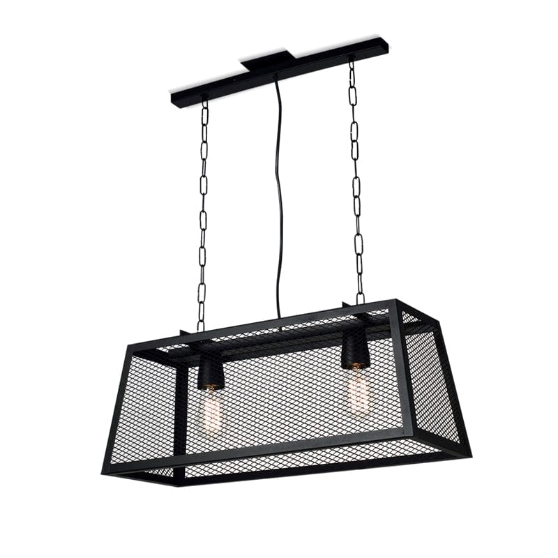 COLGANTE CHAPA MALLA METALICA NEGRA 2 LUCES 70X30CM  - SAN JUSTO