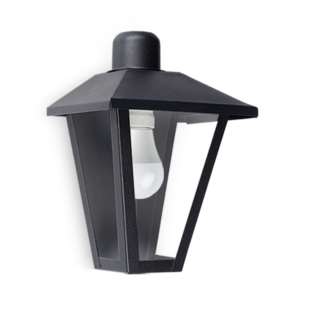 FAROL DE PARED CHAPA TRAPEZOIDAL 19X27X13CM 1 LUZ E27 NEGRO - SAN JUSTO