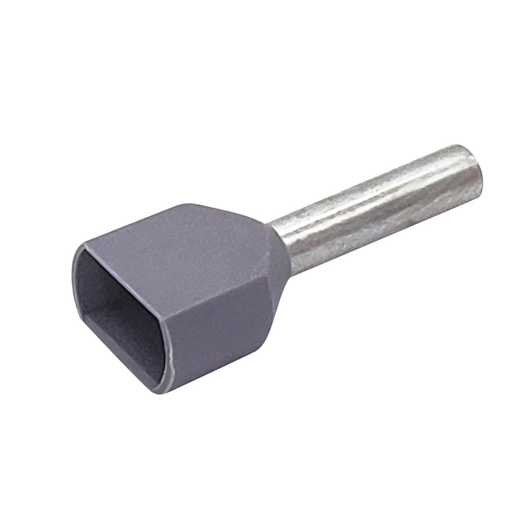 TERMINAL PREAISLADO PUNTERA TUBULAR HUECA DOBLE 2,50MM GRIS (Precio unit / bolsa x100) - TBCIN