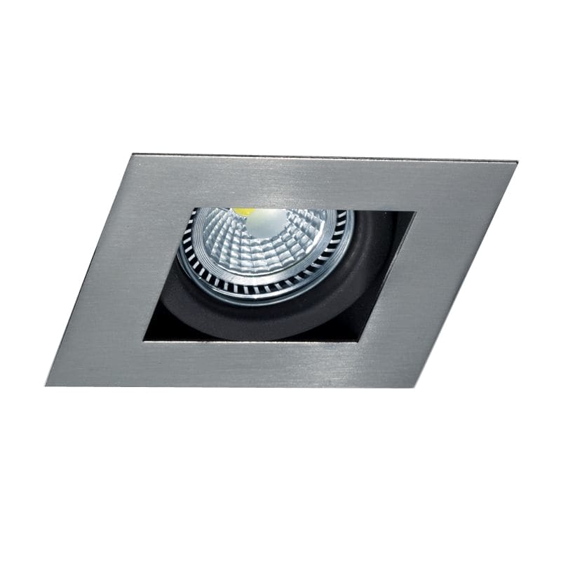 SPOT EMBUTIR CUADRADO PARA DICROICA LED 1 LUZ ACERO C/ZOCALO  - SPOTSLINE