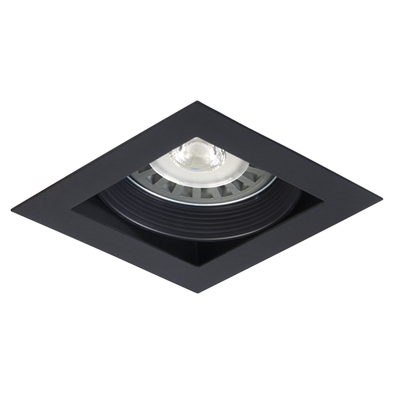 SPOT EMBUTIR CUADRADO PARA AR111 LED 1 LUZ NEGRO TEXTURADO C/ZOCALO  - SPOTSLINE