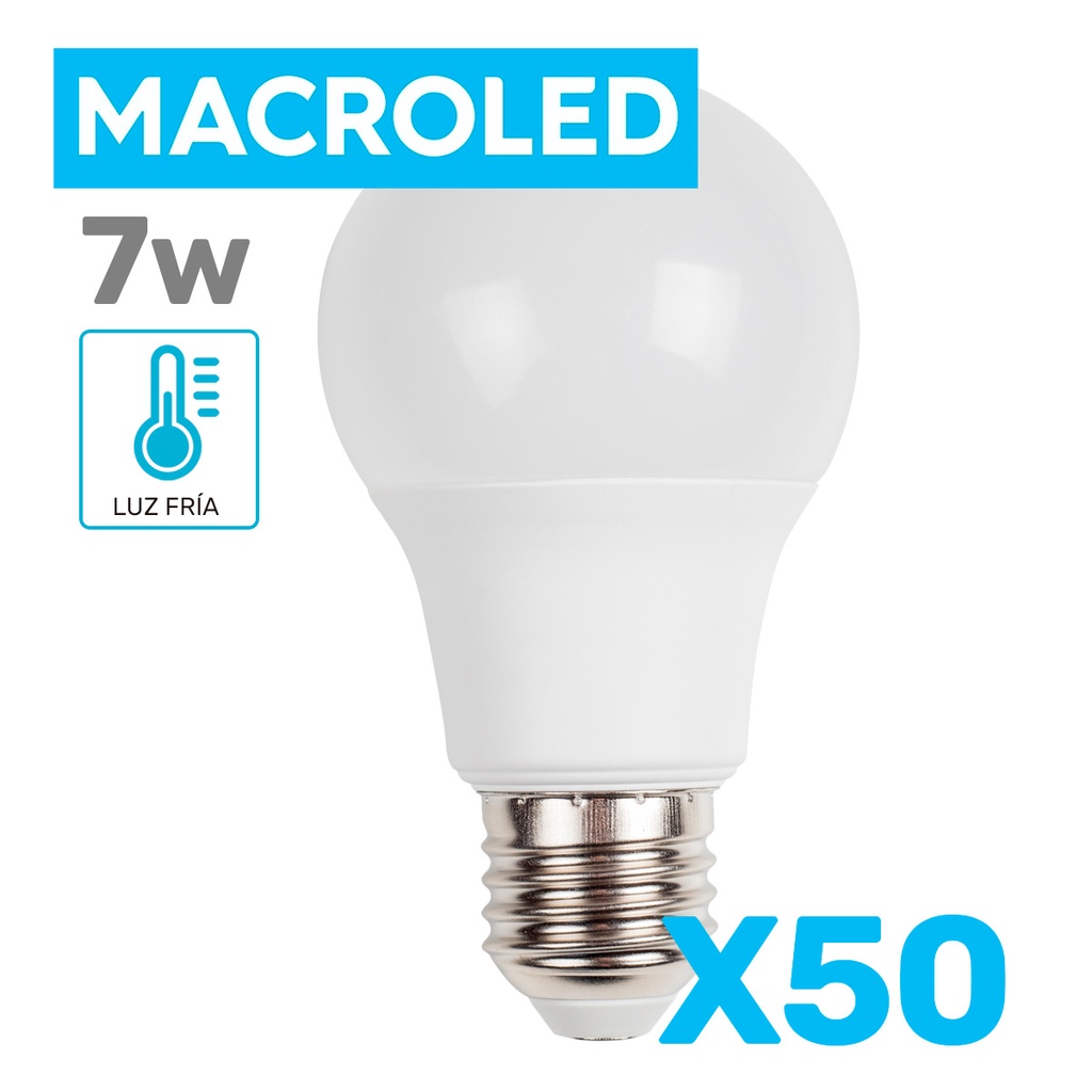 OFERTA - PACK 50 BULBO LED 7W LUZ DIA - MACROLED