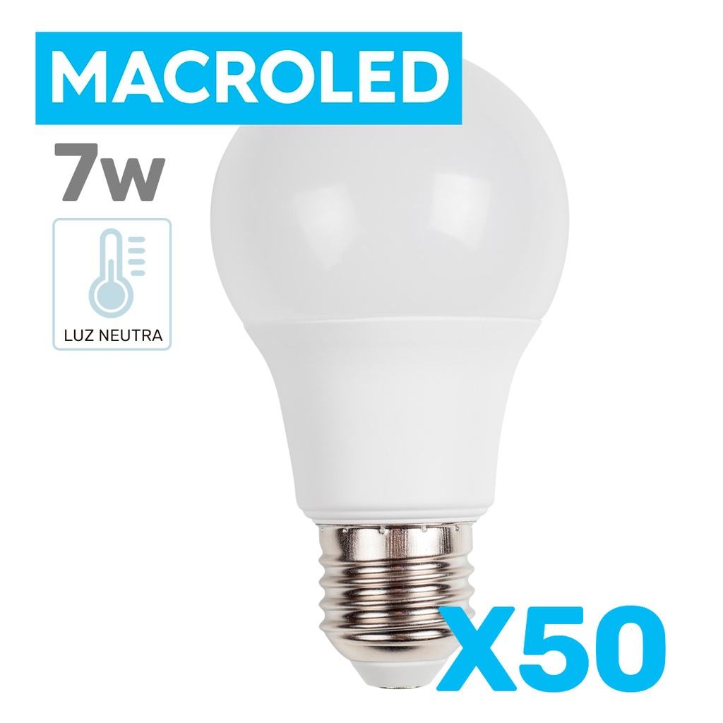 OFERTA - PACK 50 BULBO LED 7W LUZ NEUTRA - MACROLED