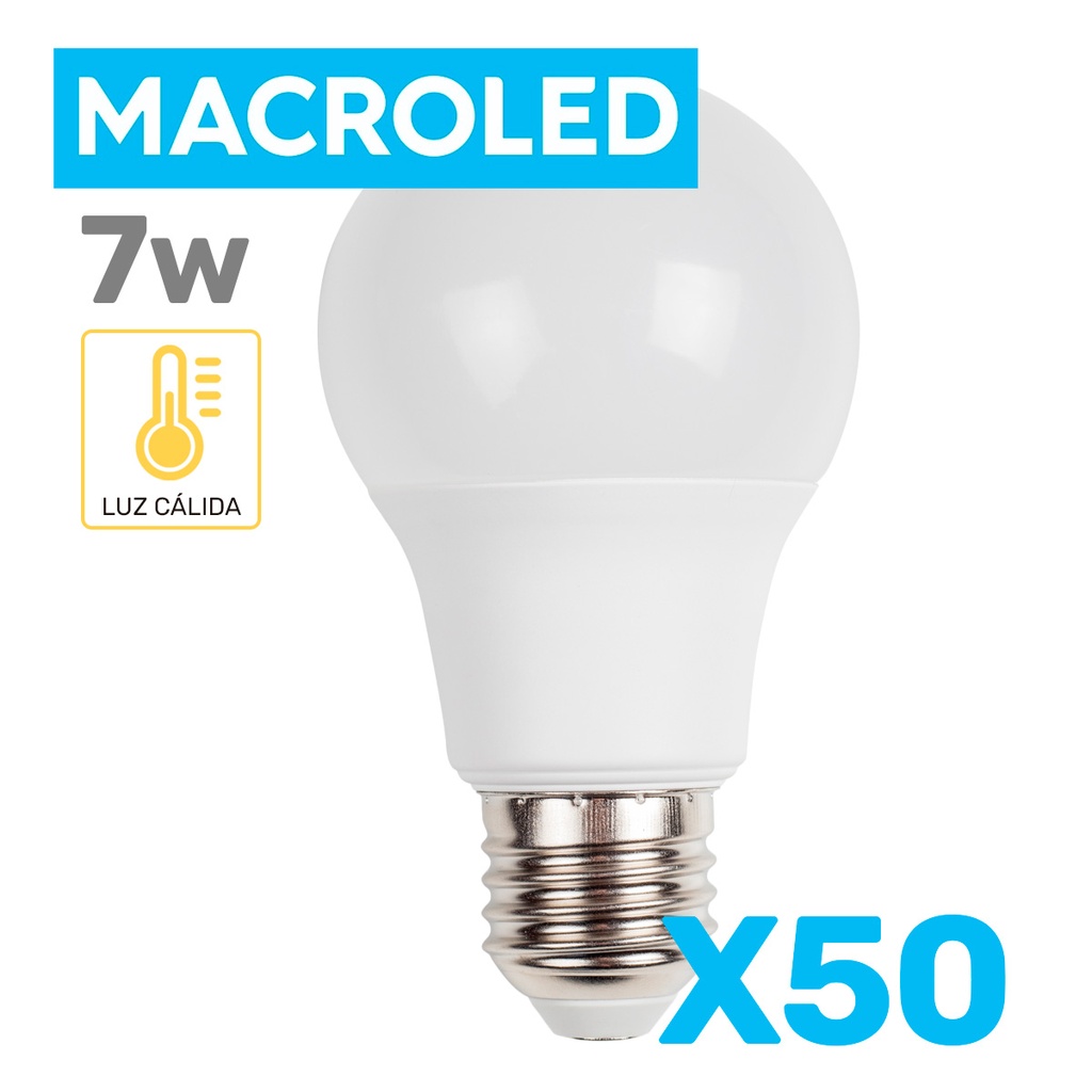 OFERTA - PACK 50 BULBO LED 7W LUZ CALIDA - MACROLED