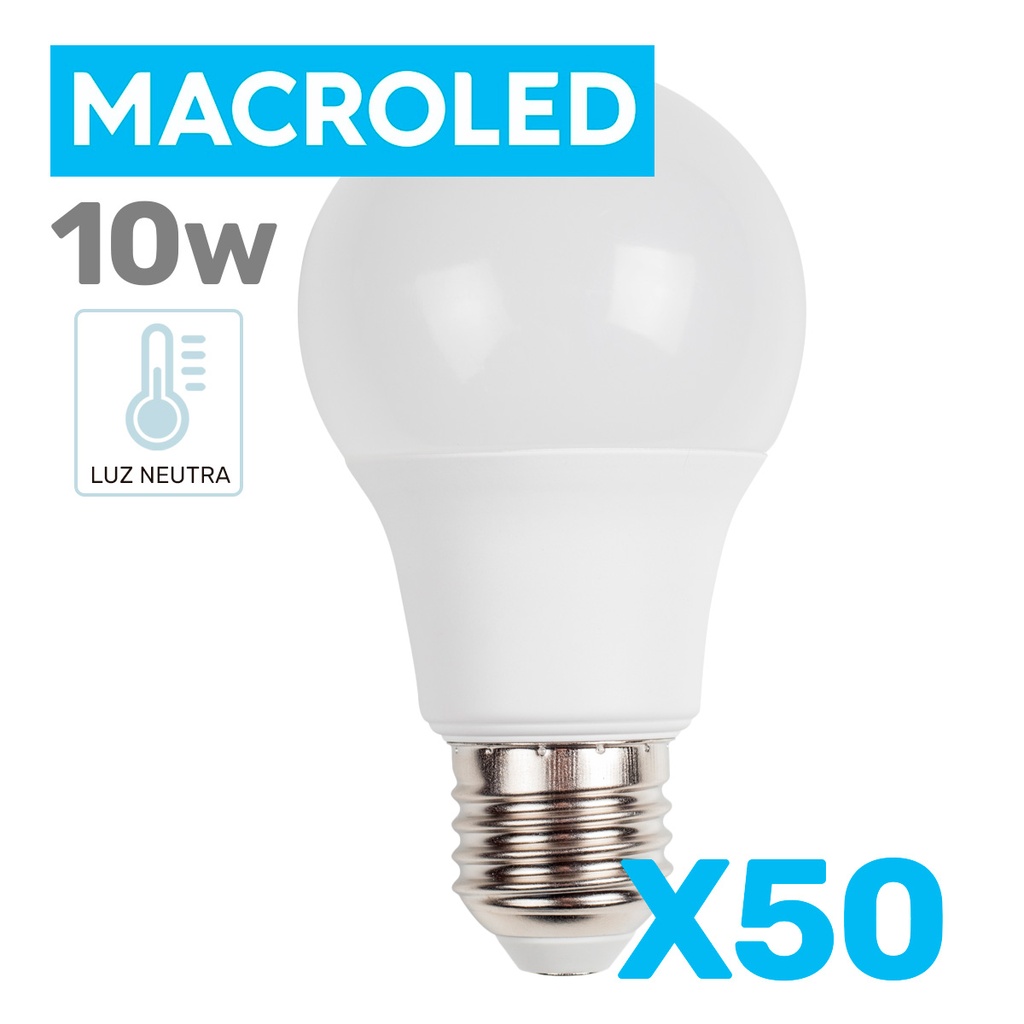 OFERTA - PACK 50 BULBO LED 10W LUZ NEUTRA - MACROLED