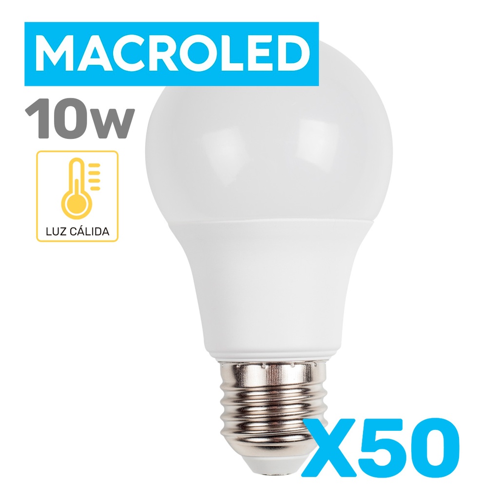 OFERTA - PACK 50 BULBO LED 10W LUZ CALIDA - MACROLED