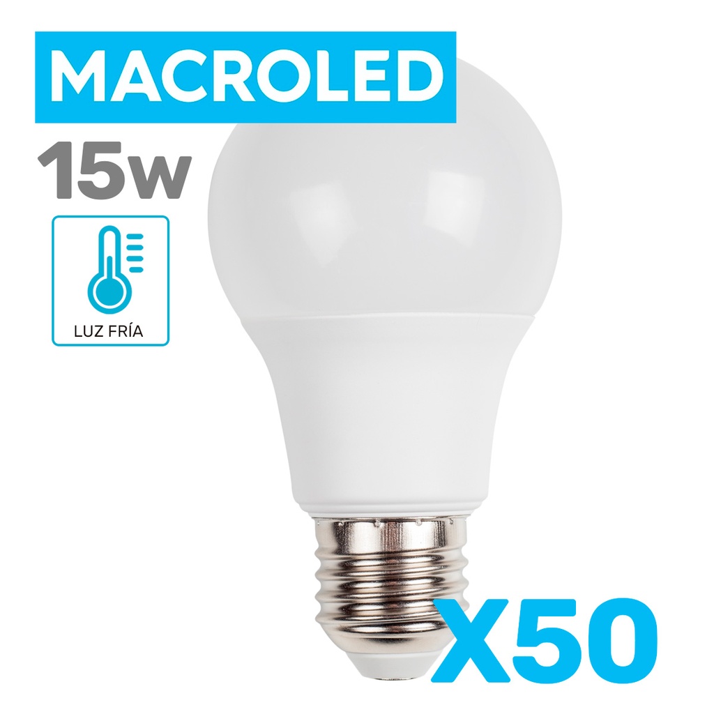 OFERTA - PACK 50 BULBO LED 15W LUZ DIA - MACROLED