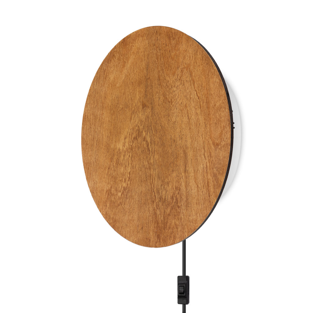 VELADOR APLIQUE DIFUSOR CIRCULAR 18W 28CM CON FICHA Y TECLA MADERA CEDRO - TOKIO