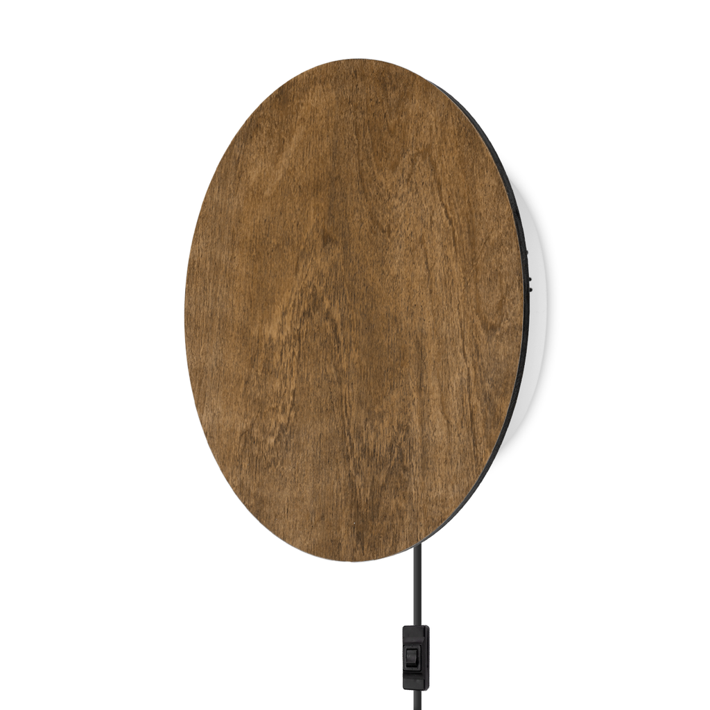 VELADOR APLIQUE DIFUSOR CIRCULAR 18W 28CM CON FICHA Y TECLA MADERA OSCURA - TOKIO