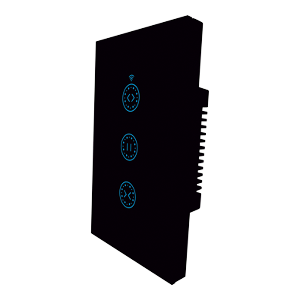 INTERRUPTOR DE CORTINA SMART WIFI P/PARED 1 CANAL VIDRIO TEMPLADO NEGRO - TBCIN