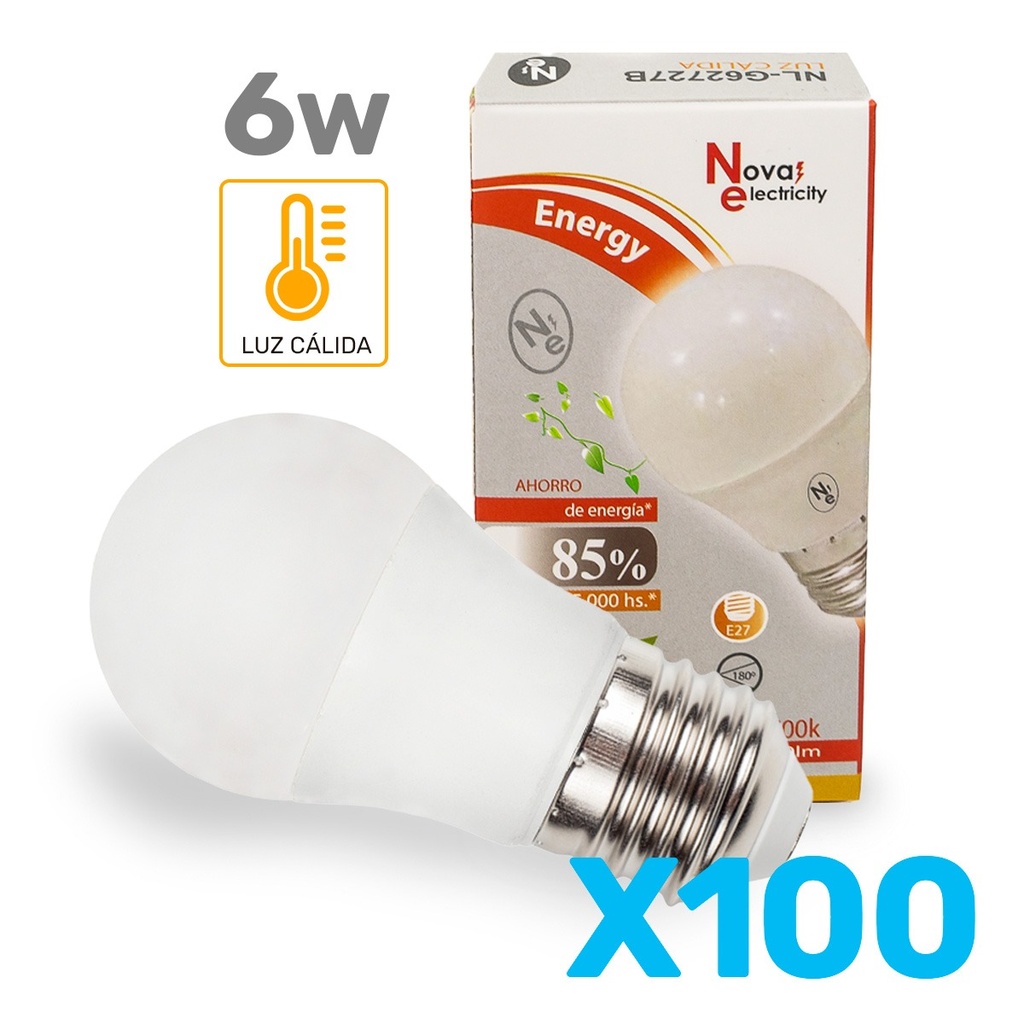 OFERTA - PACK 100 GOTA LED 6W LUZ CALIDA - NOVA