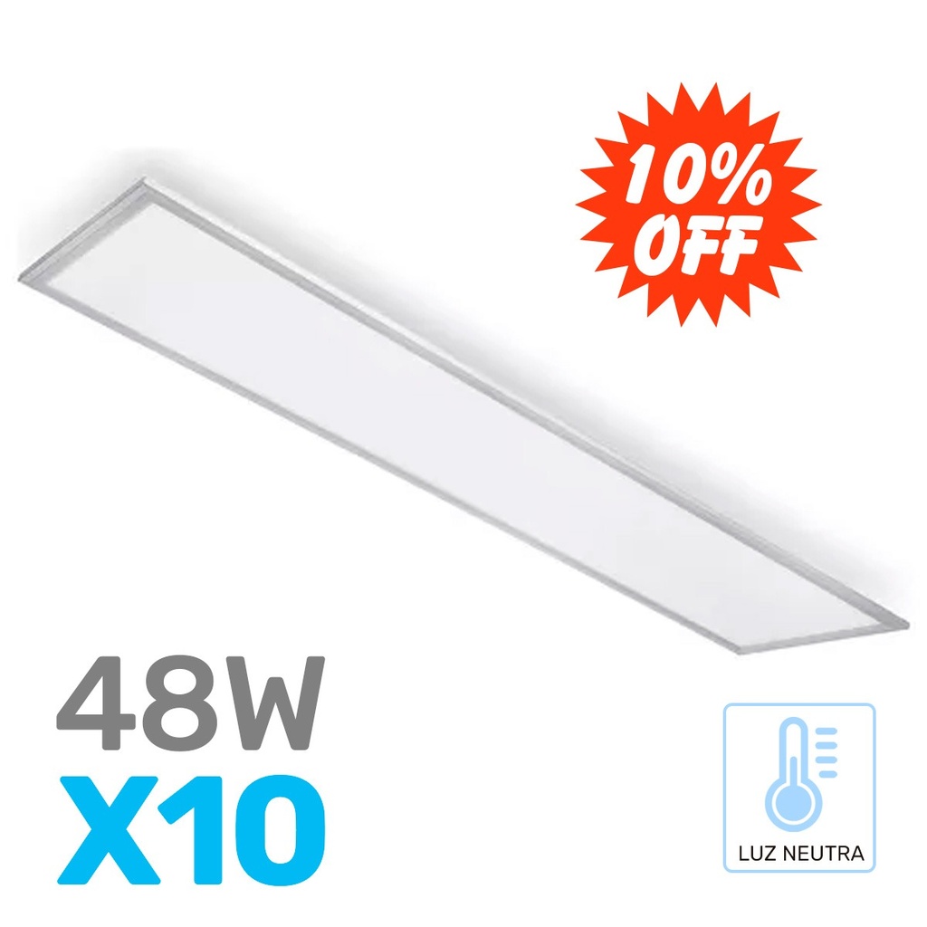 OFERTA - PACK 10 PANEL 120X30CM 48W LUZ NEUTRA - CANDELA