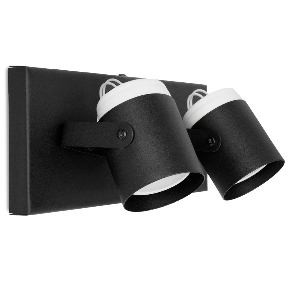 SPOT DE PARED METALICO REDONDO 2 LUCES GU10 NEGRO - FAROLUZ