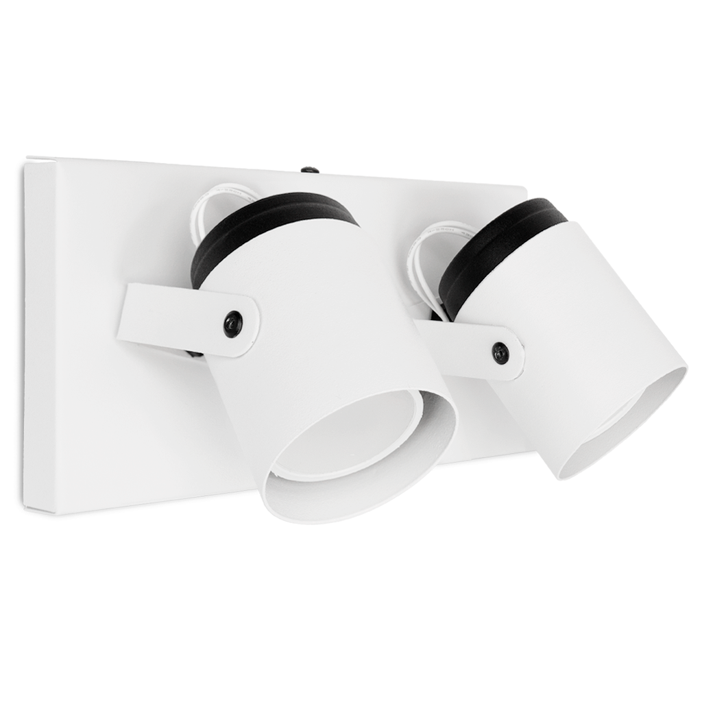 SPOT DE PARED METALICO REDONDO 2 LUCES GU10 BLANCO - FAROLUZ