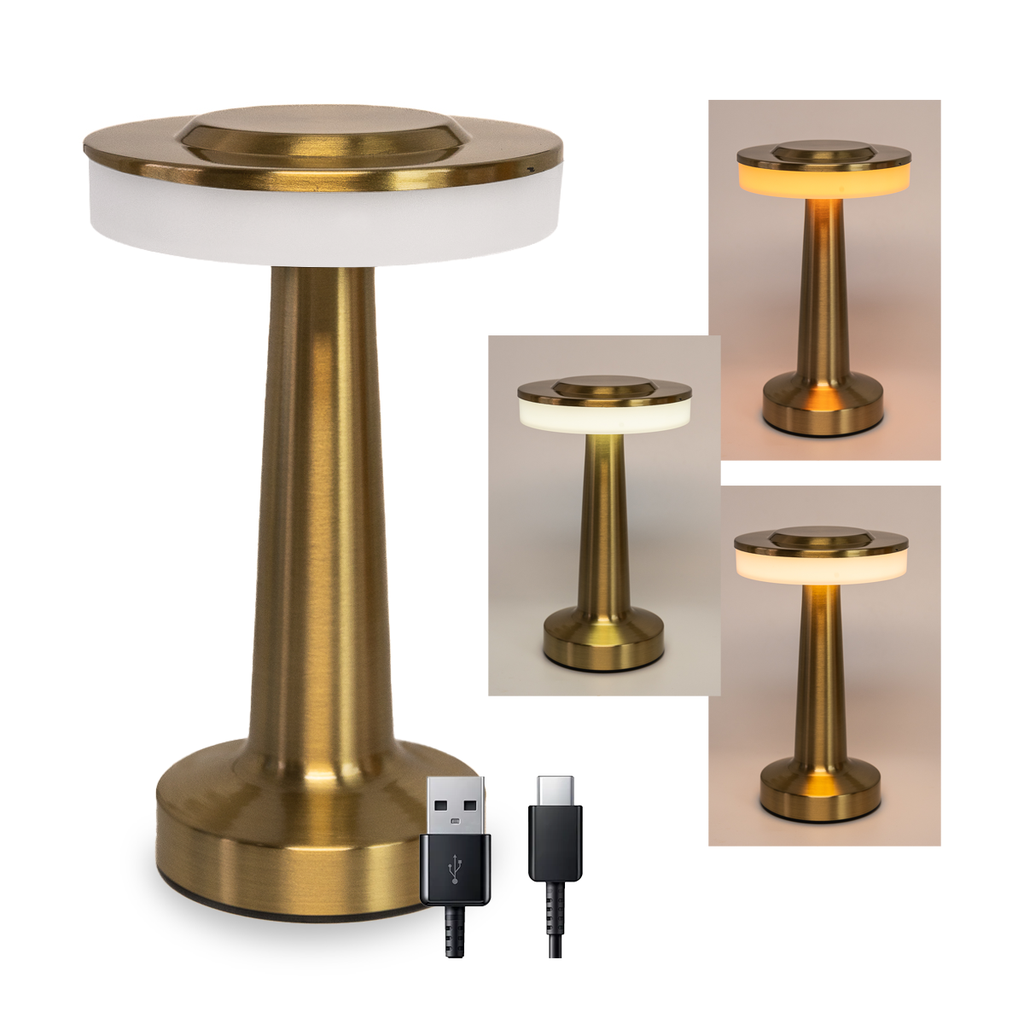 VELADOR TOUCH DUMBELL LUZ DIA-NEUTRA-CALIDA GOLD - PRACTILED