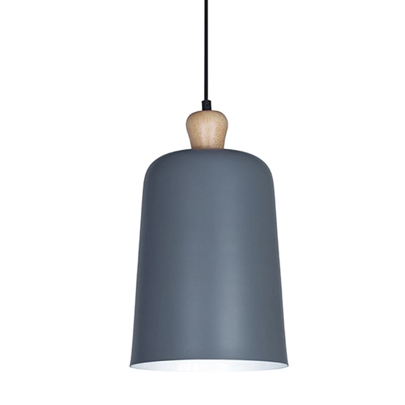 COLGANTE ALUMINIO Y MADERA KERI Ø20 CM COLOR GRIS SEMI MATE E27  - LEUK